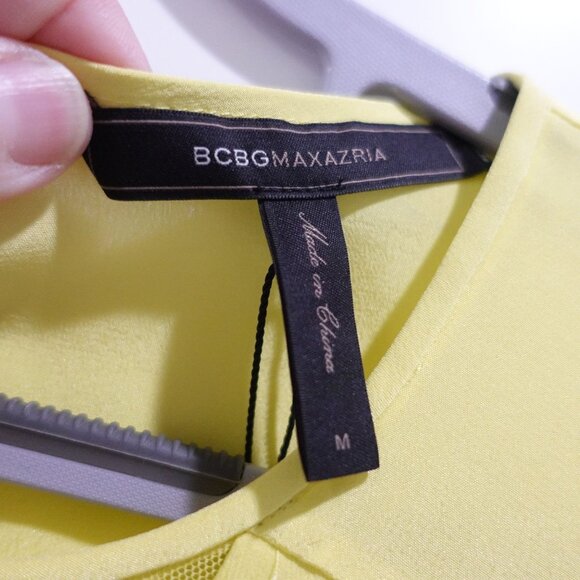 NEW BCBG Max Azria Maryssa Draped Front Long Sleeve Blouse in Lime Yellow Size M - Picture 6 of 8